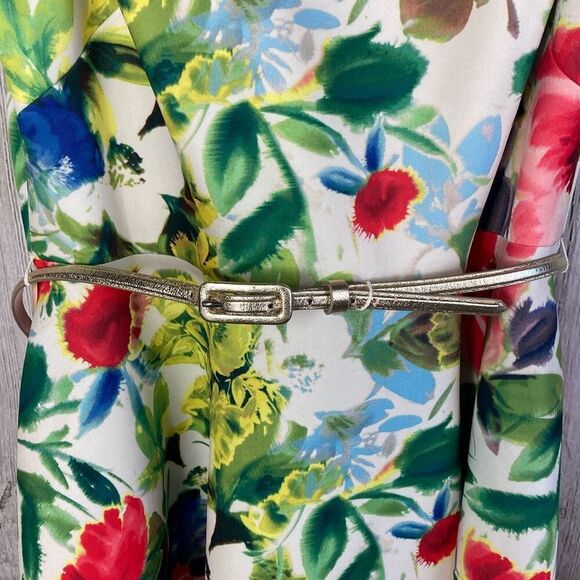Eliza J Floral Watercolor Knee Length Dress w/ Belt Size 12 E - Picture 5 of 11